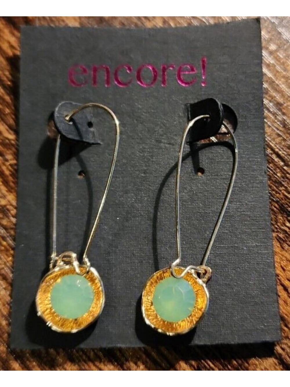 Encore Color Crush ASRT Stylish Gold & Green Stone Drop/Dangle Earrings